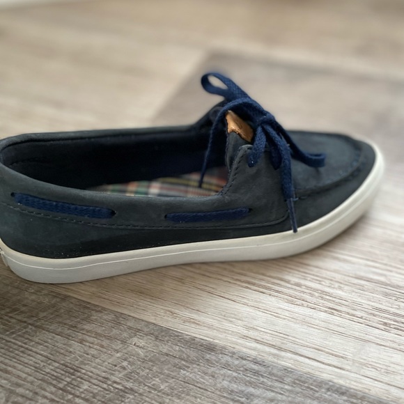 Sperry navy suede with tie and white sole boat shoe size 6 - Picture 9 of 9